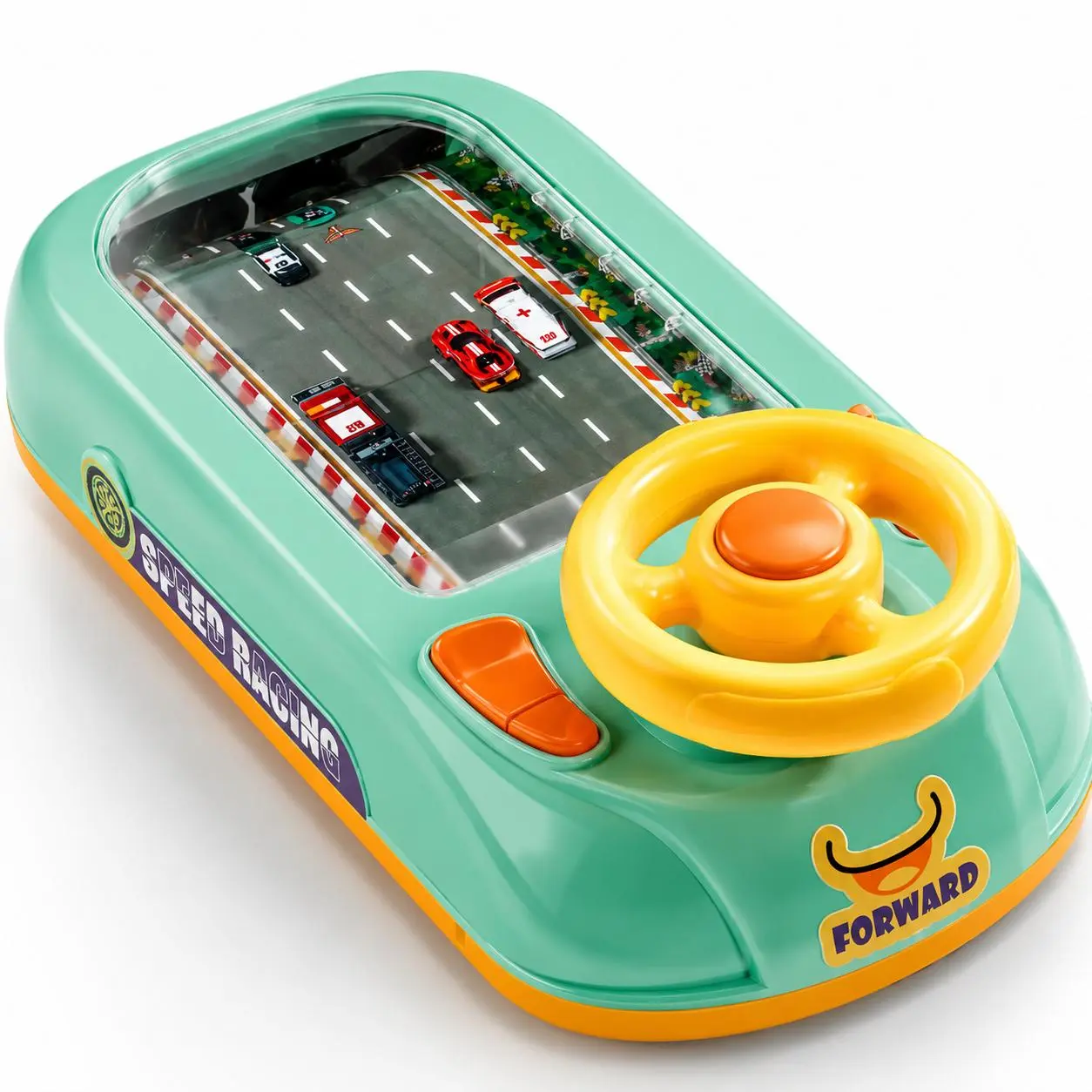 Kids Steering Wheel Toy for Toddlers, Pretend Driving Simulator with Road Racing Game, Music, Horn, Siren Sounds & Speed Control, Car Toy Gift for Boys Girls