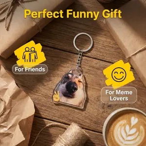 Fres Wolf Funny Dog "Peace Sign" Acrylic Keychain