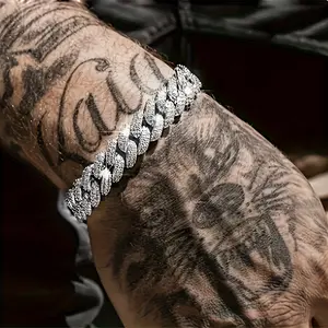 1 Water Diamond Cuban Hip-hop Chain Bracelet For Women And Men, Luxurious Sparkling Diamond Exaggerated Street Bracelet bracelet