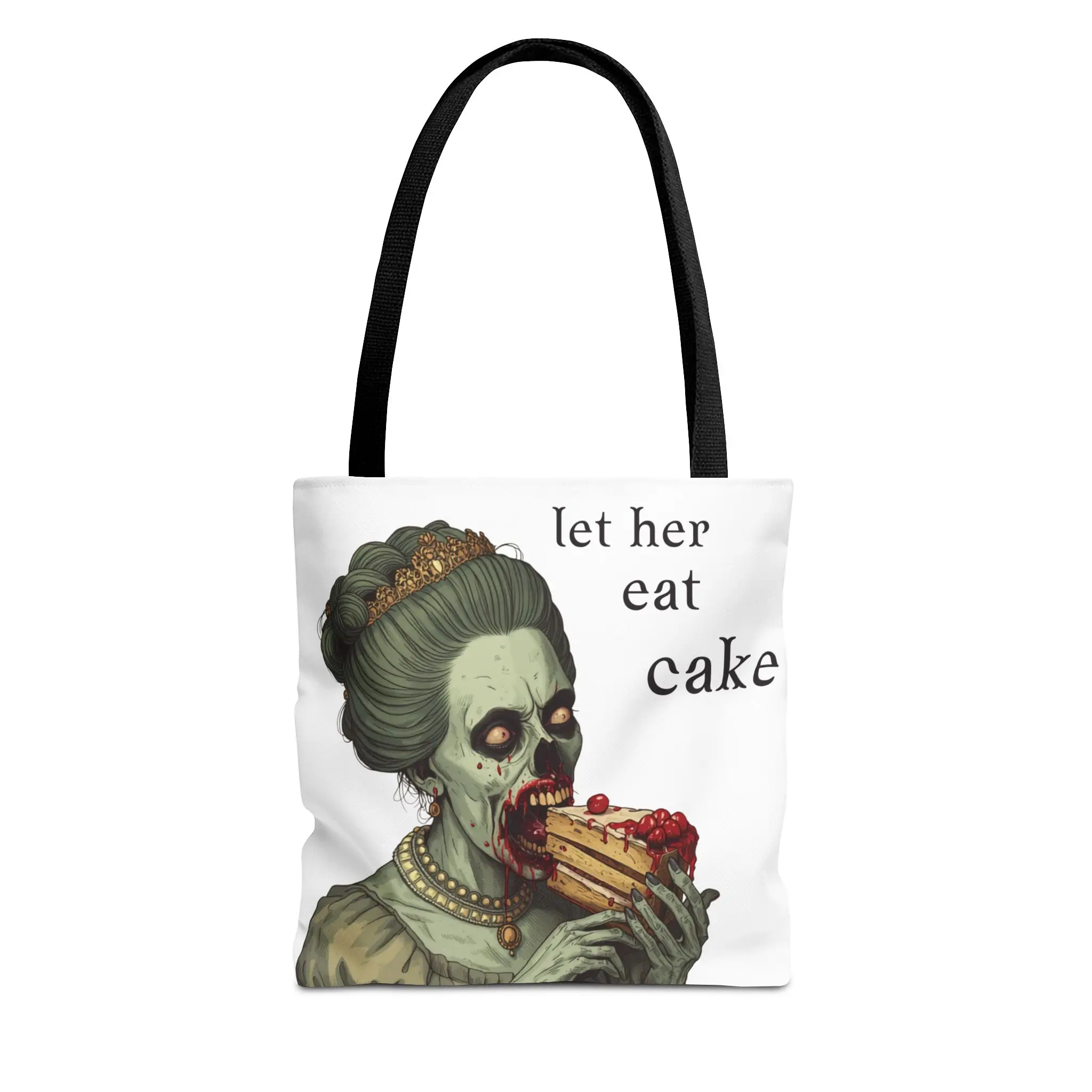 Zombie Marie Antoinette Eating Cake Tote Bag | Dark Humor, Gothic Fashion
