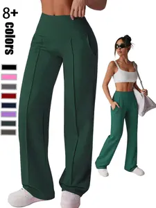Women's High-Waisted Wide-Leg Yoga Pants, Athletic Trousers, Loose-Fit Elastic Waist, Ideal for Outdoor Sports, Gym, Yoga, Daily Wear