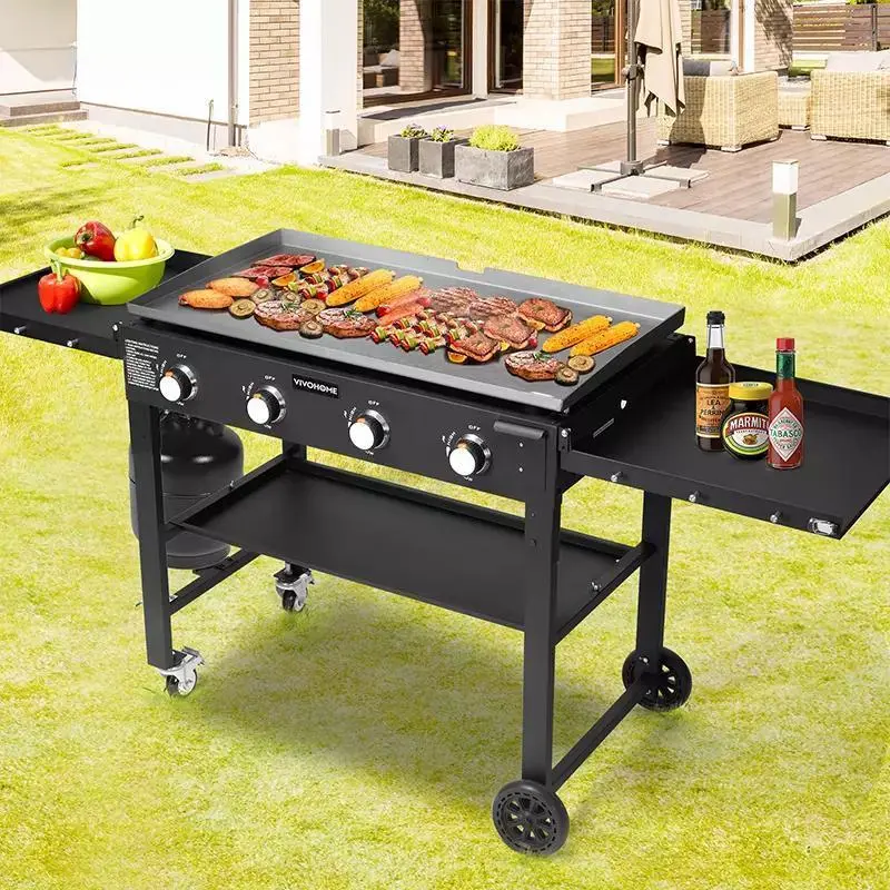 Ready-to-Go 4-Burner Griddle: Portable Cooking Power Ready-to-Go 4-Burner Griddle: Portable Cooking Power