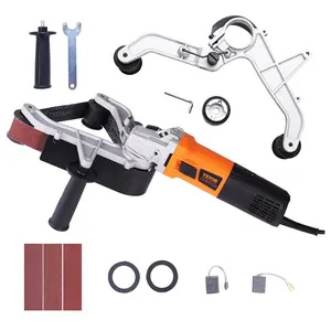 Father's Day Gift VEVOR Pipe Tube Polisher Sander, 1000W Pipe Belt Sander with 6 Variable Speeds 1100-3200rpm, Professional Belt Sander Grinding Machine with 3PCS Sanding Belts for Burnishing Finishing Rust Removal