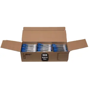 BIC Cristal Xtra Smooth Blue Ballpoint Pens, Medium Point (1.0mm), 500-Count Pack of Bulk Pens, World's No. 1 Ball Pen