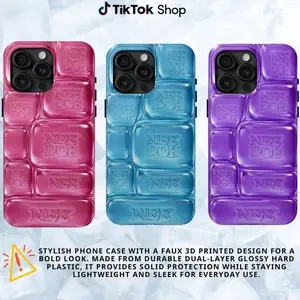 Bubble Style Printed 3D Effect Tough Phone Case, Cool Crush IceCube Phone Case, 3D Visual Printed Graphic Hard Phone Cover, Phone Accessories