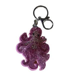 Pink Mermaid Bag Charm or Keychain with Glitter Finish and Secure Ring Attachment for Easy Access