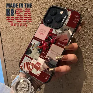 Retro Cherry Pattern Phone Case for iPhone 15 16 14 Pro Max 13 12 11 XR XS Plus E Shockproof Non Slip Military-Grade Protection Slim Cover Cellphone Protective