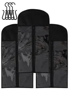3pcs Wig Storage Bag with Hook, Transparent Dustproof Wig Hanger, Zipper Closure, Hair Extension Holder for Salons & Homes