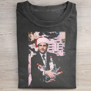 Gildan Men's Short-Sleeve Round Neck T-Shirt - The Office Michael Scott Christmas Party Graphic Top, Menswear Casual Streetwear Holiday Gift for Sitcom Fans (Prison Mike Iconic Scene Design)