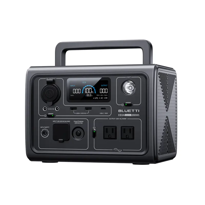 BLUETTI EB3A Portable Generator,600W Solar Generator, 268Wh LiFePO4 Power Station for Camping, Home Use, Emergency