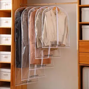 Garment Bags for Hanging Clothes, 6 PCs All Clear Garment Bag, garment cover,garment bag,clothes cover,Plastic Dustproof Suit Bag, Coat Protector Zippered Garment Covers for Closet Storage and Travel - 24'' x 40''/6 Pack
