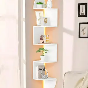 Corner Floating Shelf, Bedroom Living Room Bathroom Wall Mounted Storage Rack, 2/5/7 Layers Space Saving Decorative Shelves, Wall Mounted Organizer