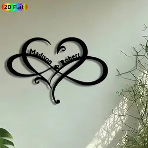1pc Infinity Heart Monogram Metal Wall Art, Madison & Robert Infinity Statue Mural, Intricate Craftsmanship, Perfect for Wedding, Anniversary Decor, Perfect for Living Room Bedroom Studio Decor, Ideal Gift for Personalized Decor Enthusiasts.