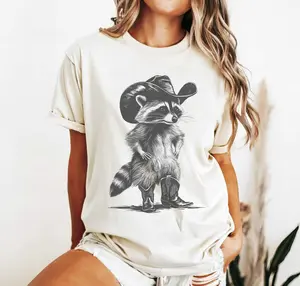 Western Raccoon Shirt, Vintage Cowboy Racoon Graphic Tee, Cute Oversized Comfort Colors® Tshirt, Funny Raccoon Meme T-Shirt