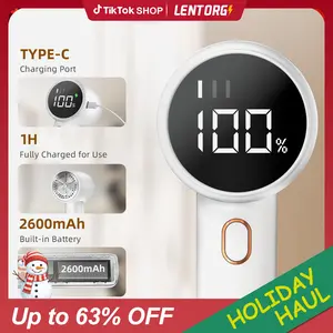 Lentorgi Electric fabric shaver, portable hair remover, pet home, rechargeable, lint collection container, LED digital display, 6-blade blade, safety lock, 3 speeds, 2600mAh, lasts for 1 hour, suitable for clothes, sweaters, sheets, sofa