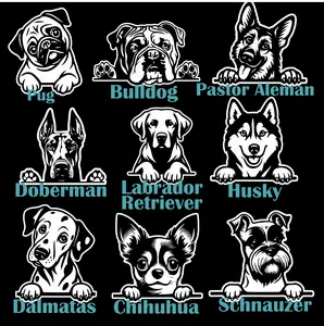 Stickers de Perros Asomados – Pack de 10 Razas | Peeking Dog Decals Set (Vinyl Stickers for Cars & Windows