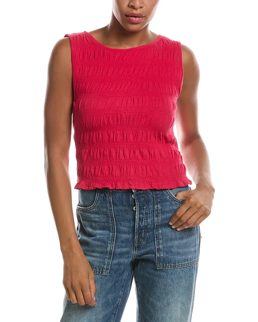 Madewell Sachi Smocked Linen-Blend Tank