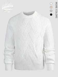 Men's Basic Fall Winter Round Neck Long Sleeve Fitted Knitwear, Casual Minimalist Style, Perfect for Daily Commute, Outdoor Activities, Home Wear