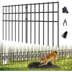 25 Pack No Dig Garden Animal Barrier Fence, 17in (H) X 27ft (L) Rustproof Metal Decorative Fencing Panel With Ground Stakes for Dog Rabbits Defense, Ideal for Outdoor Patio