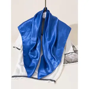 Yellow App Royal Blue Satin Scarf 1pc Solid Color 90Cm Square Warming Softness Skin-friendly Heated Shawl Bandana Hair Band Ideal For Dressing Up Your Look