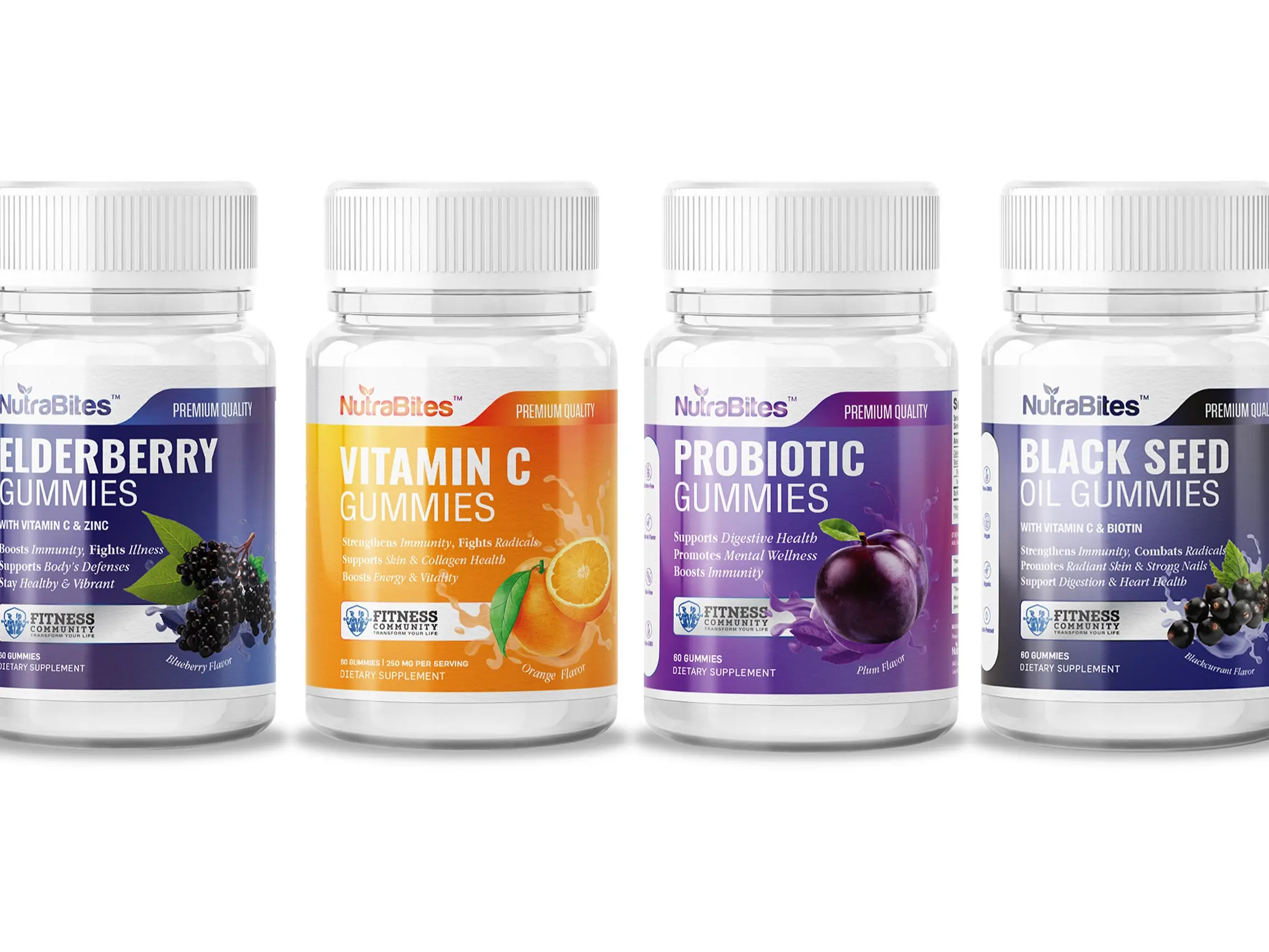 NutraBites Ultimate Immunity Bundle | Elderberry, Vitamin C, Probiotic & Black Seed Oil Gummies for Immune Support, Gut & Daily Vitality, Natural Supplement
