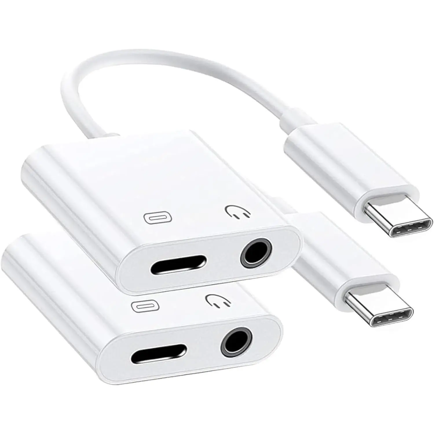for iPhone 17 Headphone Adapter Splitter, 2 Pack USB Type C to 3.5 mm Headphone/Earphone Jack Aux Audio and Charger Adapter Splitter Dongle for iPhone 17/17 Pro/17 Pro Max/Air/16/16 Pro Max/15 Pro Max