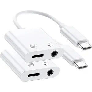 for iPhone 17 Headphone Adapter Splitter, 2 Pack USB Type C to 3.5 mm Headphone/Earphone Jack Aux Audio and Charger Adapter Splitter Dongle for iPhone 17/17 Pro/17 Pro Max/Air/16/16 Pro Max/15 Pro Max