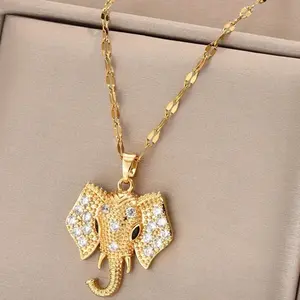 Rhinestones Elephant Necklace