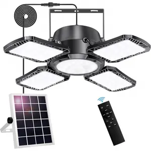 Solar Shed Light Outdoor Indoor, 176LED Solar Motion Sensor Pendant Light Daytime Available, Solar Indoor Lights with 5 Lighting Modes & Remote for Shed Gazebo Barn Garage Home