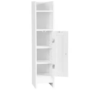 Zeny Small Bathroom Storage Cabinet White Floor Standing w/ Door & Shelves Storage