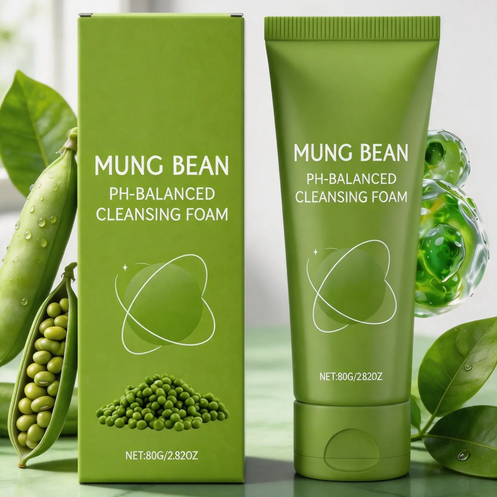 Mung Bean Gentle Cleansing Foam to Hydrate and Moisturize, Daily pH-Balanced Facial Wash for Pores with No Tightness, Moisturizer, Moisturizing