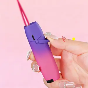 Cute Gradient Rocker Arm Torch Lighter - Windproof Red Flame, Easy Side-Push Ignition for People ( Ships completely DRY - NO GAS INCLUDED ) Ideal for Kitchen & Candle Adjustable Jet cool love gift best friend birthday couple