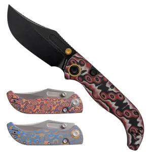 Vosteed Naga EDC Folding Pocket Knife - 3.47" S35VN Black Stonewash Blade - Top Liner Lock, Micarta Handle - Camping, Hunting Knives - A39