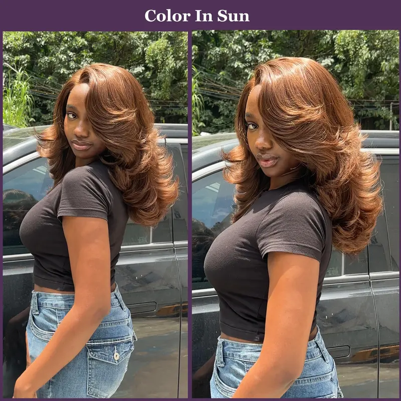 [Choppy Layers] Detroit Layers Summer Vibe Beginher Hair 20 inches Heat Resistance 200% Density Butterfly Cut Middle Part 4x4x1 T-Part Lace Synthetic Wear Go Beginner Pre Cut Glueless Wigs Red Color Blonde Wig Gray Color Brown Color