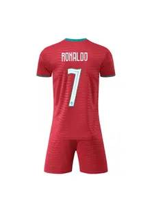 Breathable Sports Set, Boys Girls Casual Short Sleeve and Shorts Kit, RONALDO Asymmetrical Design, Perfect Gift for Kids, Football Shorts