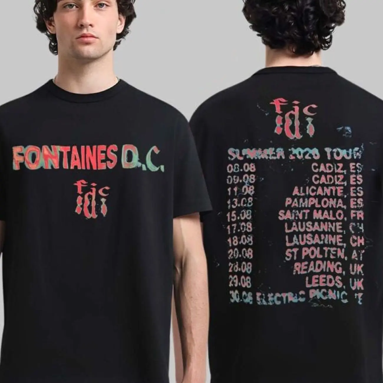 Fontaines D.C Summer 2026 Tour Merch Logo With City Dates T-Shirt H6E