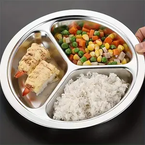 Stainless Steel Compartment Lunch Plate, School Student Meal Tray, Employee Cafeteria Dish, Restaurant Food Plate, Dinner Plates
