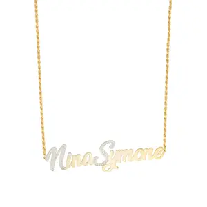 Custom Nameplate Necklace - 2 Capital Letters - Up To 15 Letters