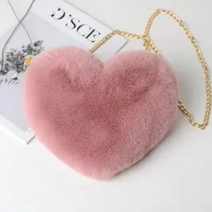 Y2K Heart Plush Bag, Cute Peach Heart Chain Crossbody Bag, Stylish Plush Shoulder Coin Purse for Women handbags luxury designer tote real