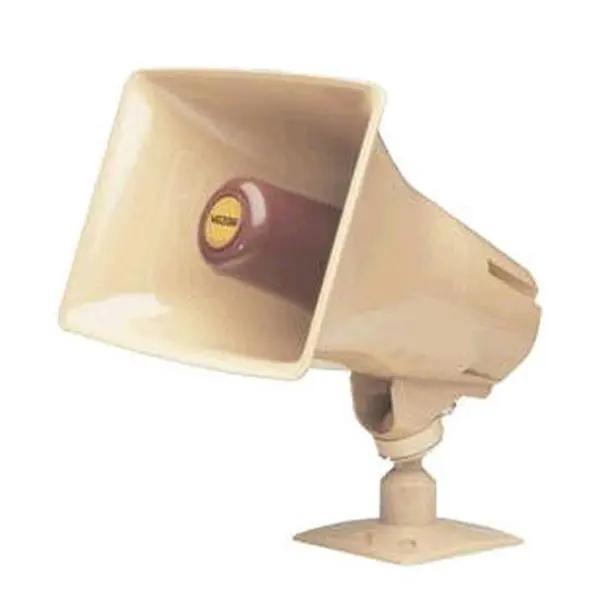 Valcom V-1048C Audio Talkback Paging Horn Speaker - Beige, Stainless Steel, Water Resistant, Marine Use, 11.75in H x 10.25in L x 8.75in W, 360-Degree Rotation, Built-In Volume Control, Non-Yellowing, Omni-Lock Clamp & I-Beam Clamp Mounting, 360° Rotation