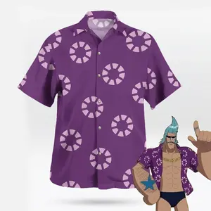Purple Franky Hawaiian Shirt in Sabaody Archipelago Arc Cosplay Anime Addict On Vacation – Tropical Hawaiian Shirt