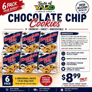 Excelsior Chocolate Chip Cookies 6 Pack Bundle – Jamaican Snack Favorite – 1.8oz Packs