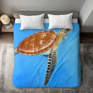 360 Stand King Size Aquatic Turtle Duvet Cover - Soft, Machine Washable Bedding with Bedroom Aesthetic, Animals-Themed Blue Home Decor Textile Soft Furnishing, Duvet Set, Decorative Duvet Cover, Turtle Print