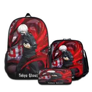 3PCS Tokyo-Ghoul--Backpacks for Girls Set, Cute School Backpack for Girls Boys with Lunch Box and Pencil Case, Aesthetic Bookbag for Teens, Lightweight Classic Backpack for Travel, Work, Picnic A-84