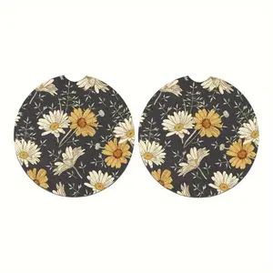 Floral Pattern Car Coaster, Round Anti-slip Car Cup Holder Pad, Car Interior Decoration Accessories for Women and Men