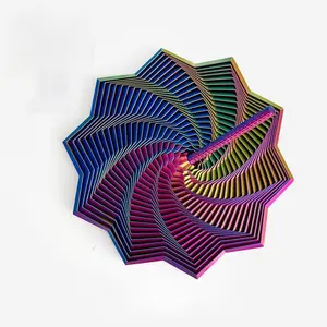 3D Printed Sensory-Enhanced Fidget Spinner (Star Shape) - New Stress-Relief Sensory Toy with Spiral & Handle, Satisfying Visual & Auditory Hypnotic Experience