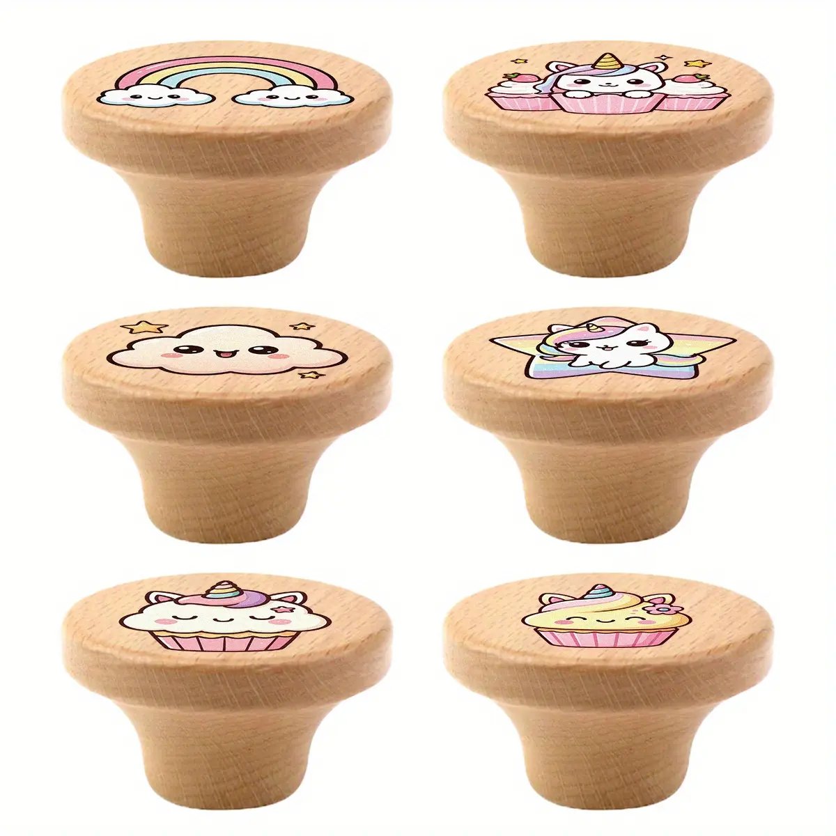 6pcs Art Nouveau style handles, pulls, handcrafted wooden drawer pulls and knobs for kitchen cabinets, dresser drawer handles, polished surface, personalized pattern design, decorative drawer pulls, home decor, interior decoration.