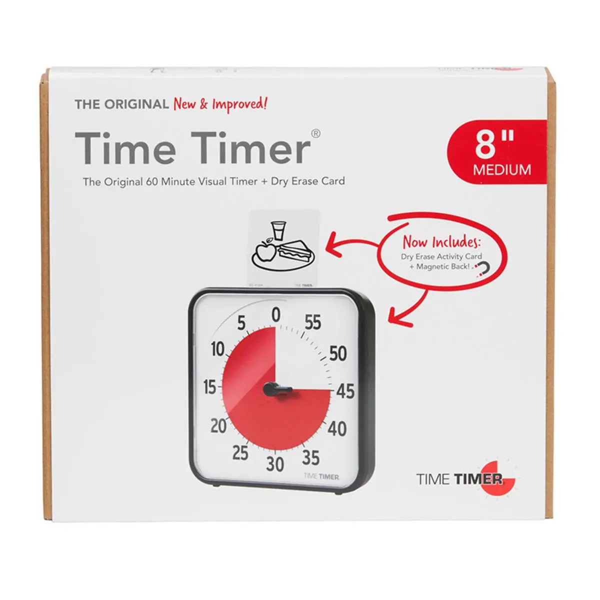 212 MAIN 8-in. Original Time Timer Set - Medium Visual Timer, Silent Stopwatch Accessory, Built-in Dry Erase Card Slot, 2 AA Batteries Compatible, All Ages Abilities, Grade Levels Use, Black Sports & Outdoor Gear