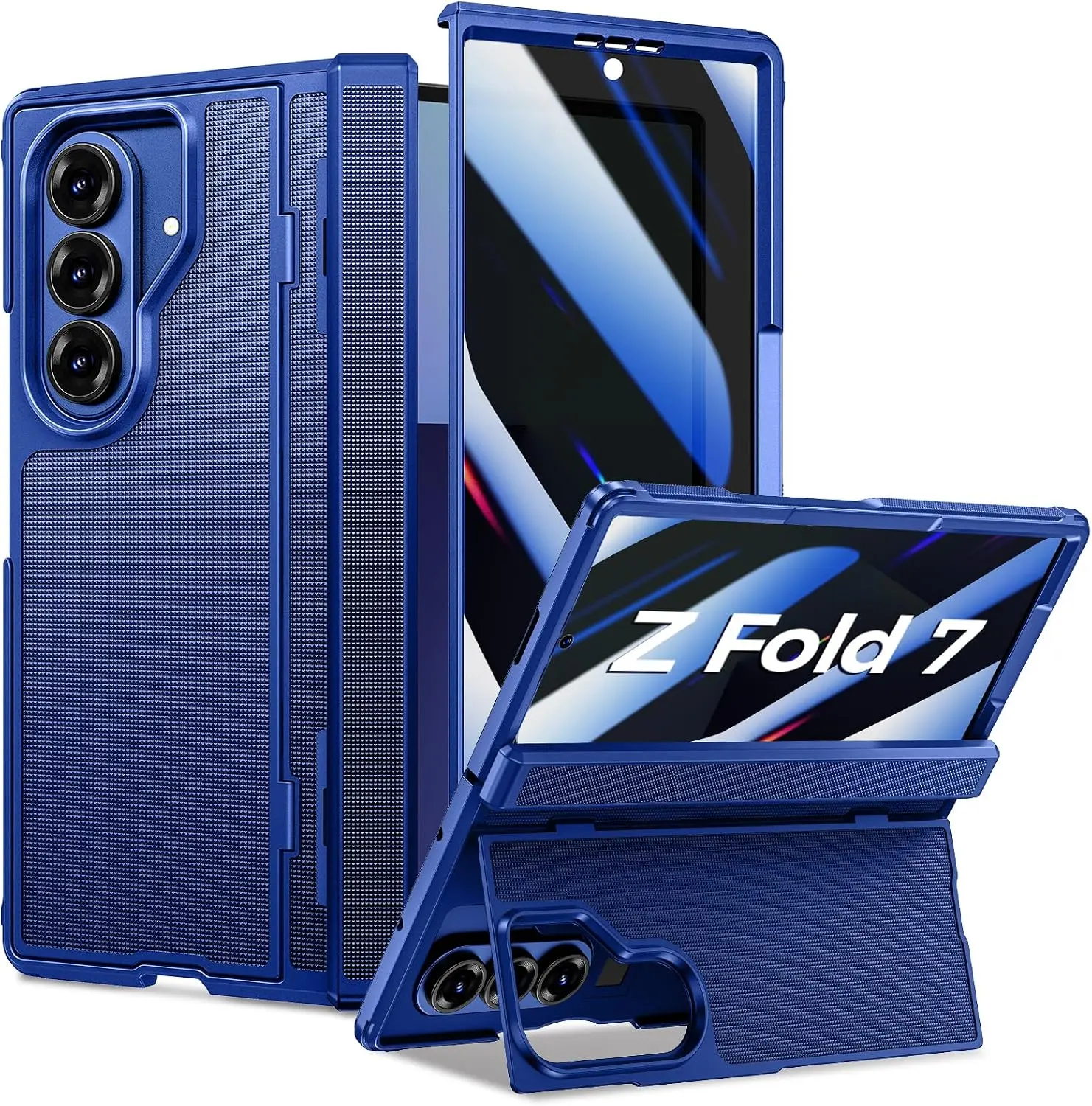 AnyMoon for Samsung Galaxy Z Fold 7 Case with Privacy Screen Protector, Kickstand & Hinge Protection – Rugged Hard 360° Full Body Protective Phone Cover Case