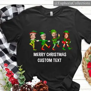 Family Custom Face Christmas Shirt, Funny Christmas Elf Custom Photo Shirts, Christmas Family Party Sweatshirt, Personalized Gift , Global Trending Outfits